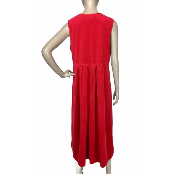 Vintage 1980's FADS Sleeveless Red Velvet Jumper Midi Dress Modest Size Small - Picture 6 of 8